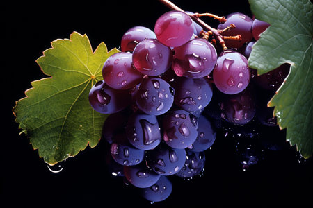 Purple grapes with water dropsの素材