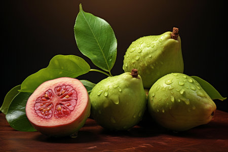 Guava fruit cut and wholeの素材