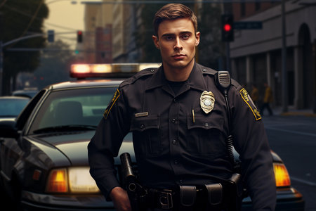 Police officer on the streetの素材