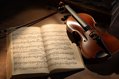 Violin and Sheet Music. Precision in Musical Compositionの素材