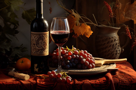 Wine with grapesの素材