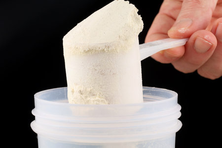 scoop of protein and shakerの写真素材