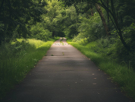 Secluded Path Through Lush Green Forestの素材