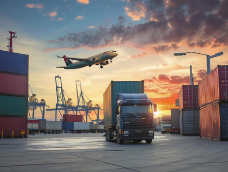 Freight Transportation at Cargo Container Terminalの素材