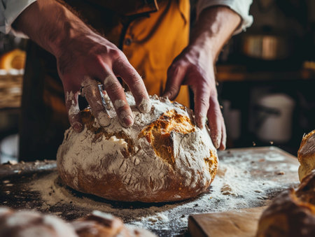 Baker Holding Artisan Breadの素材