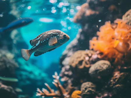 Panoramic Underwater Seascape with Coral Reefの素材
