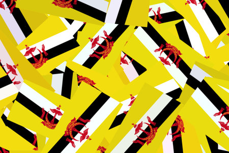 Brunei flags arranged in a vibrant displayの写真素材