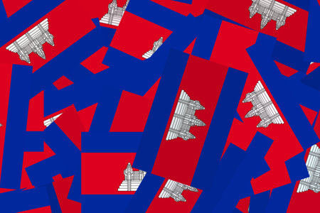 Vibrant patterns of Cambodian flagsの写真素材