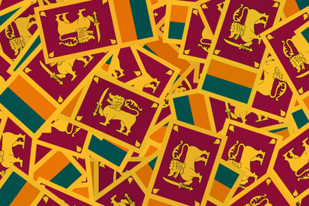 Vibrant Sri Lankan flag displayの写真素材