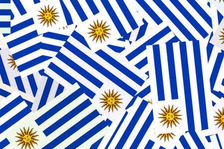 Uruguayan flags in a patternの写真素材