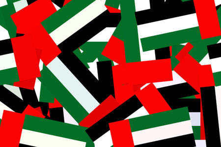 Vibrant display of United Arab Emirates flagsの写真素材