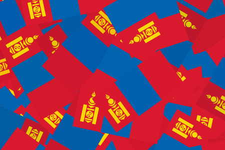 Vibrant display of Mongolian flagsの写真素材