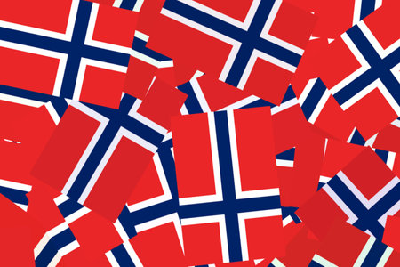 Vibrant overlapping Norway flagsの写真素材