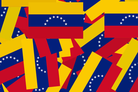 Venezuelan flags displayed in vibrant arrangementの写真素材