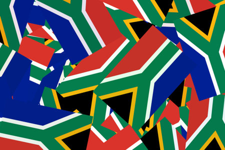 Bold, colorful South African flag collageの写真素材