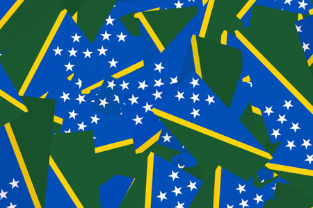 Flag of Solomon Islands in various fragmentsの写真素材