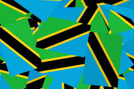 Tanzanian flags in abstract displayの写真素材