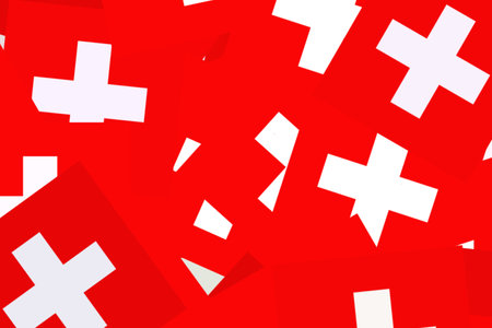 Vibrant red and white Swiss flag patternsの写真素材