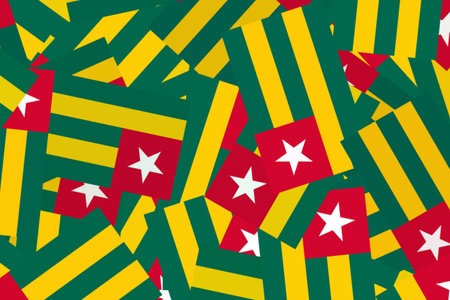 Vibrant Togo flags on displayの写真素材