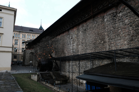 Old architecture. Street in the city of Lviv Ukraineの写真素材