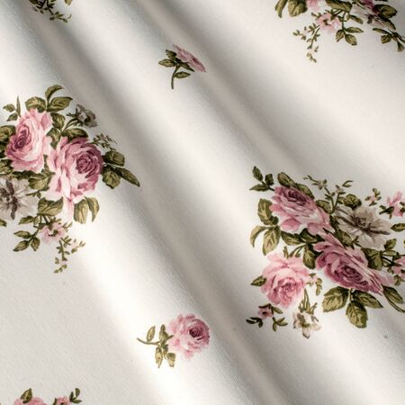 Cotton textile background, fabric pink flowers provence.の写真素材