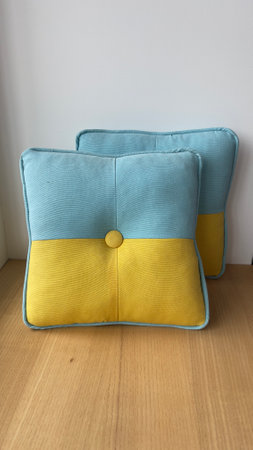 Soft pillow flag Ukraine, yellow and blueの写真素材