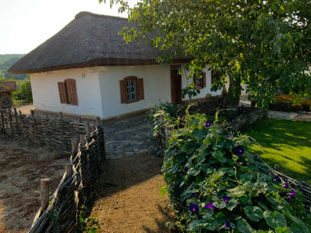 House in Ukraine village, old house in springの写真素材
