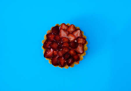 Cupcakes with cream strawberry. Blue moodの写真素材