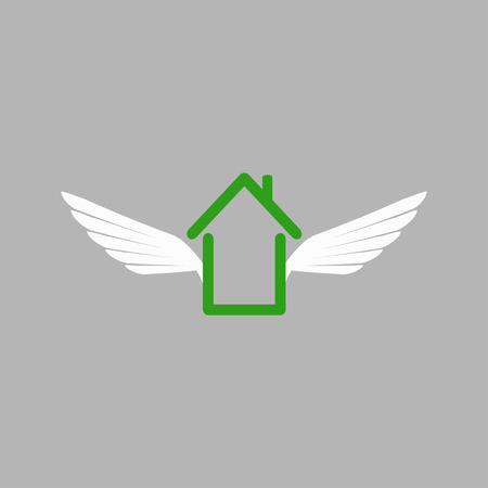 House of Wings in weightlessness. Flying dreams and hopes.のイラスト素材