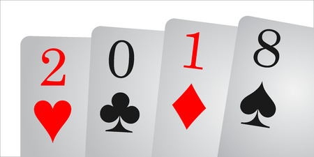 Year card 2018. Suit cards symbols vector.のイラスト素材