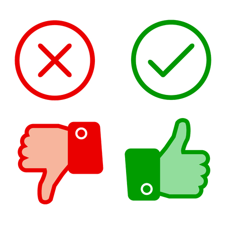 Up and down index finger with check mark and cross - stock vectorのイラスト素材