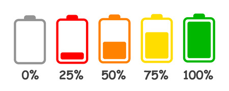 Set of battery charge level indicator in percent - stock vectorのイラスト素材