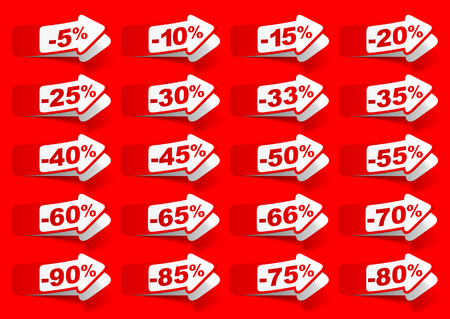 Set red discount percent - vectorのイラスト素材