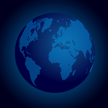 Blue globes with continents - vectorのイラスト素材