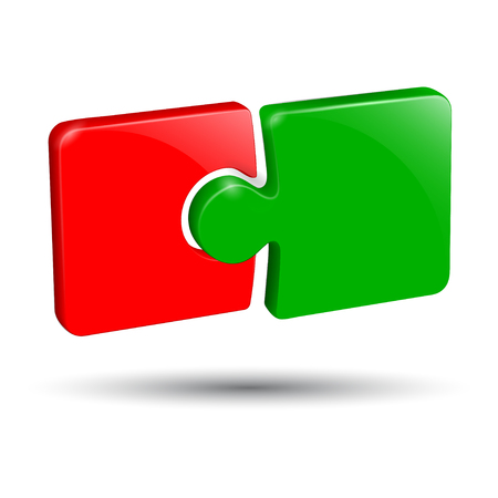 Two puzzle, teamwork, partnership, cooperation - stock vectorのイラスト素材