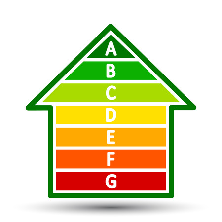 Energy efficient house concept with classification graph â for stockのイラスト素材