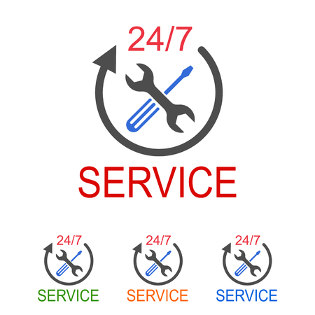 Round the clock support service. Logo service. Stock vectorのイラスト素材