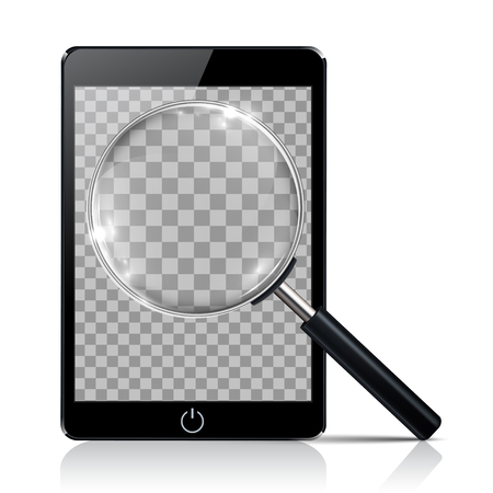 Black tablet with magnifying glass - stock vectorのイラスト素材