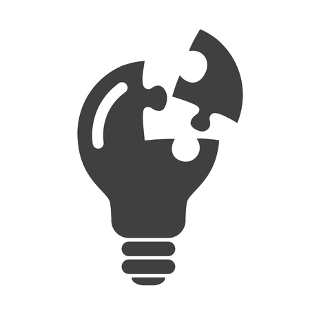 Concept of creative teamwork with light bulb puzzle â stock vectorのイラスト素材
