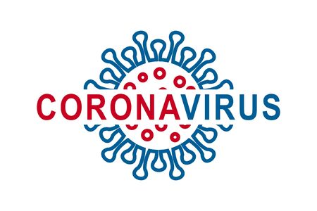 Coronavirus text, Corona virus 2020, infection symbol, COVID-19, 2019-nCoV - for stock vectorのイラスト素材