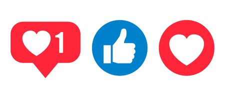 Social network reactions icon, like, heart - stock vector