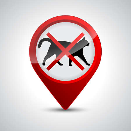 No cats. Prohibiting stop sign location or entry of pets at this point or territory - stock vectorのイラスト素材