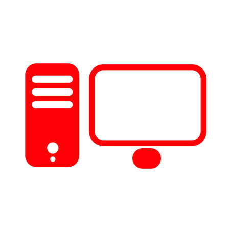 Red computer device icon - stock vectorのイラスト素材