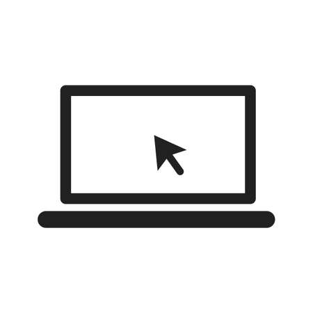 Black laptop with white monitor and cursor in the center - stock vectorのイラスト素材