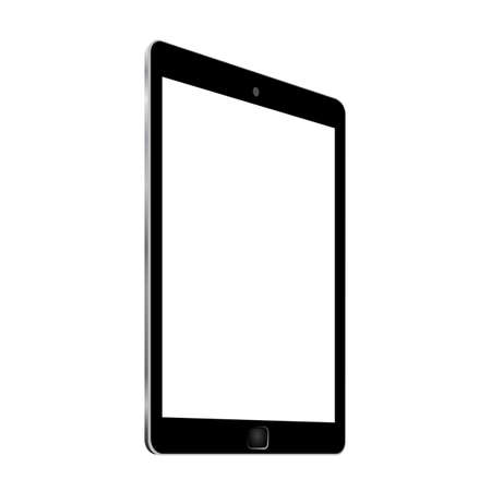 Black tablet with white display in turn, view from the side - for stockのイラスト素材
