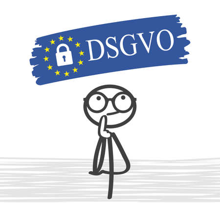 General Data Protection Regulation, in german: Datenschutz Grundverordnung (DSGVO) - stock vectorのイラスト素材