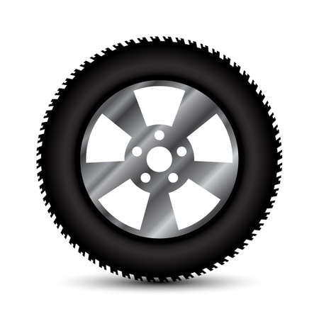 Black auto tire on white background - for stockのイラスト素材