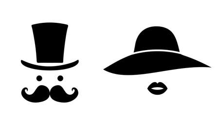 Man and woman silhouette icons - stock vectorのイラスト素材