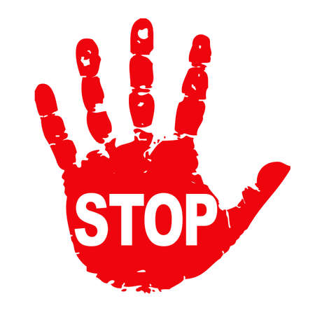 Stop sign icon with hand - stock vectorのイラスト素材