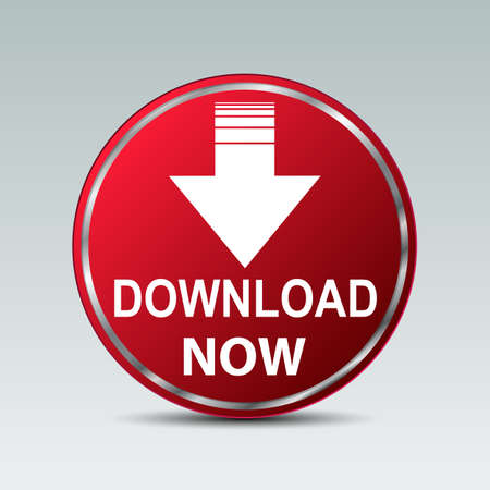 Download button illustration with down arrow icon isolated. Load symbol. Flat design - vector for stockのイラスト素材